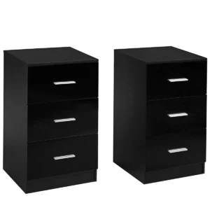 Set van 2 nachtkastjes met 3 laden kantoorkasten 37 x 34 x 66,5 cm zwart 1