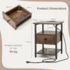 Set van 2 nachtkastjes met laadstation en lade bijzettafels met open planken metalen frame industriële stijl 40 x 40 x 55 cm 3