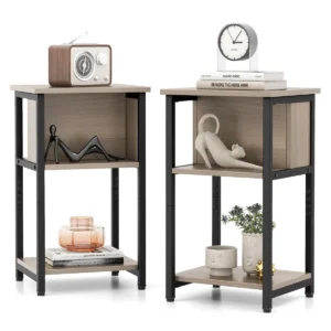 Set van 2 nachtkastjes met plank bijzettafel met verstelbare voetkussens banktafel voor slaapkamer woonkamer 34 x 30 x 58,5 cm 1