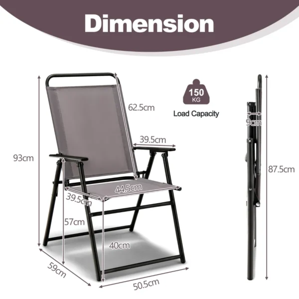 Set van 2 opvouwbare stoelen voor buiten met armleuningen en rugleuning driehoekig frame terrasstoel stoelenset voor kamperen 2