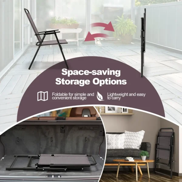 Set van 2 opvouwbare stoelen voor buiten met armleuningen en rugleuning driehoekig frame terrasstoel stoelenset voor kamperen 5