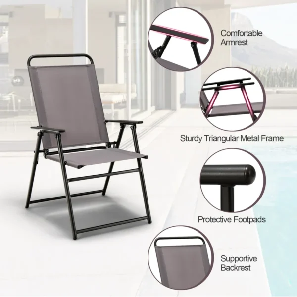Set van 2 opvouwbare stoelen voor buiten met armleuningen en rugleuning driehoekig frame terrasstoel stoelenset voor kamperen 7