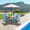 Set van 2 opvouwbare terrasstoelen draagbare stoelen met rugleuning en metalen frame eetstoelen voor buiten blauw 7