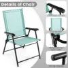 Set van 2 opvouwbare terrasstoelen draagbare stoelen met rugleuning en metalen frame eetstoelen voor buiten mintgroen 6