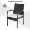 Set van 2 rieten terrasstoelen pe rotan buitenstoelen met zacht ritskussen stevig metalen frame en weerbestendig riet bruin 2