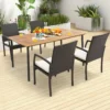 Set van 2 rieten terrasstoelen pe rotan buitenstoelen met zacht ritskussen stevig metalen frame en weerbestendig riet bruin 7