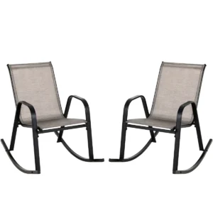 Set van 2 schommelstoelen met ademende stoffen zitting tuinstoelen schommelstoel voor tuin/balkon bruin 1