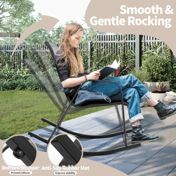 Set van 2 schommelstoelen met ademende stoffen zitting tuinstoelen schommelstoel voor tuin/balkon grijs 5