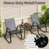 Set van 2 schommelstoelen met ademende stoffen zitting tuinstoelen schommelstoel voor tuin/balkon grijs 6