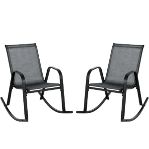Set van 2 schommelstoelen met ademende stoffen zitting tuinstoelen schommelstoel voor tuin/balkon zwart 1