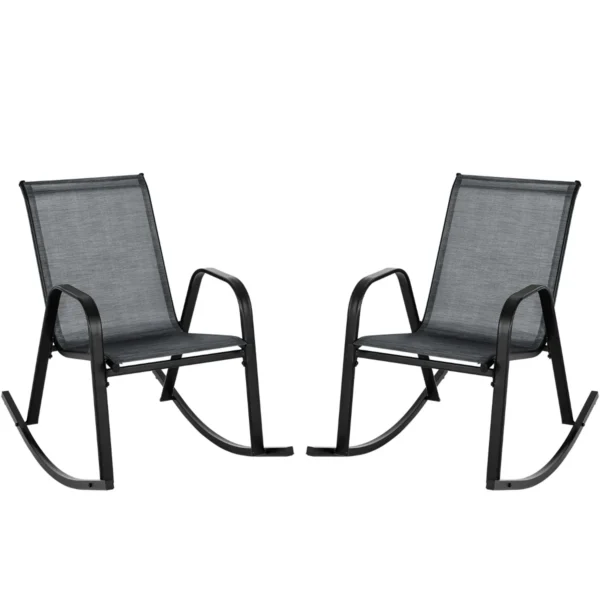 Set van 2 schommelstoelen met ademende stoffen zitting tuinstoelen schommelstoel voor tuin/balkon zwart 1