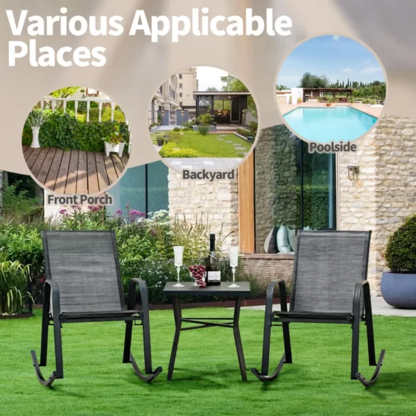 Set van 2 schommelstoelen met ademende stoffen zitting tuinstoelen schommelstoel voor tuin/balkon zwart 6