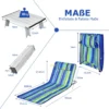 Set van 2 strandmatten met bijzettafel hoofdkussen en opbergvak ligmat met verstelbare rugleuning opvouwbare zonmat blauw + groen 3