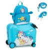 Set van 2 stuks bagage voor kinderen koffer van 47 cm en rugzak van 30 cm met wieltjes en waterdichte harde schaal rollende bagage+rugzak 1