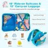 Set van 2 stuks bagage voor kinderen koffer van 47 cm en rugzak van 30 cm met wieltjes en waterdichte harde schaal rollende bagage+rugzak 4