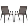 Set van 2 terrasstoelen stapelbare metalen eetkamerstoel met armleuningen tuinstoel van ademende bruin 1