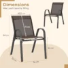 Set van 2 terrasstoelen stapelbare metalen eetkamerstoel met armleuningen tuinstoel van ademende bruin 2