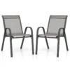 Set van 2 terrasstoelen stapelbare metalen eetkamerstoel met armleuningen tuinstoel van ademende stof grijs 1