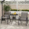 Set van 2 terrasstoelen stapelbare metalen eetkamerstoel met armleuningen tuinstoel van ademende stof grijs 7