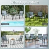Set van 2 tuinstoelen buitenstoelen hoge rugleuning sneldrogende stof stevig metalen frame blauw 5