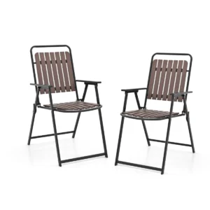 Set van 2 tuinstoelen klapstoelen met zitting en rugleuning van pp weerbestendige balkonstoelen belastbaar tot 180 kg koffie 1