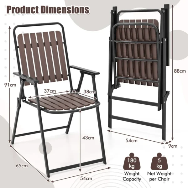 Set van 2 tuinstoelen klapstoelen met zitting en rugleuning van pp weerbestendige balkonstoelen belastbaar tot 180 kg koffie 2