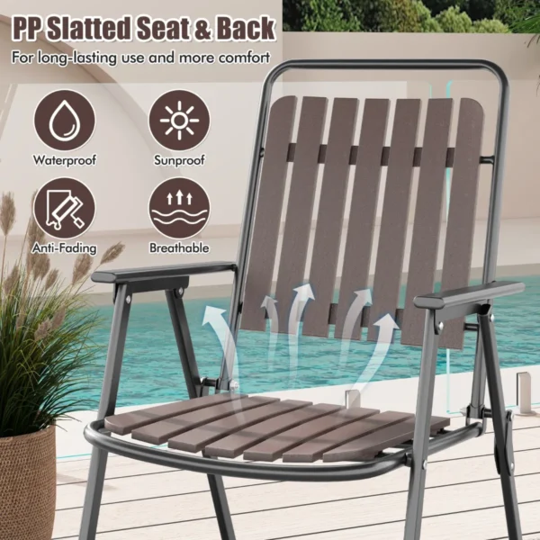 Set van 2 tuinstoelen klapstoelen met zitting en rugleuning van pp weerbestendige balkonstoelen belastbaar tot 180 kg koffie 3