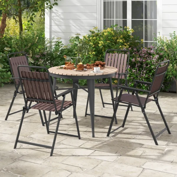 Set van 2 tuinstoelen klapstoelen met zitting en rugleuning van pp weerbestendige balkonstoelen belastbaar tot 180 kg koffie 7