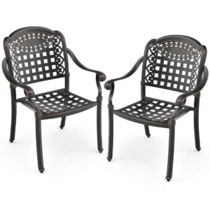 Set van 2 tuinstoelen van gegoten aluminium stapelbare terrasstoelen met armleuningen stapelstoelen tuinstoel voor balkon achtertuin 1