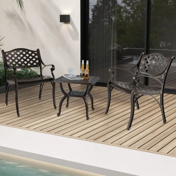 Set van 2 tuinstoelen van gegoten aluminium weerbestendige terrasstoelen met armleuningen balkonstoelen voor tuin balkon achtertuin 7