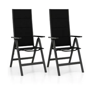 Set van 2 tuinstoelen weerbestendige klapstoelen met 7 voudig verstelbare rugleuning inklapbare gevoerde balkonstoelen terrasstoelen 1