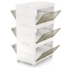 Set van 3/4 kunststof opbergbakken 126 l/168 l stapelbare opbergbakken met deksels opvouwbare opbergbak met wieltje 3 2
