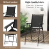 Set van 3 buiten bistro meubilair met dpc tafelblad gat voor parasol en voetsteun tuinbartafel met 2 klapstoelen voor terras zwart 3
