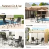 Set van 3 buiten bistro meubilair met dpc tafelblad gat voor parasol en voetsteun tuinbartafel met 2 klapstoelen voor terras zwart 5