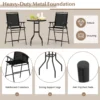 Set van 3 buiten bistro meubilair met dpc tafelblad gat voor parasol en voetsteun tuinbartafel met 2 klapstoelen voor terras zwart 6