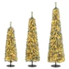 Set van 3 kunstkerstbomen 120+150+180 cm potloodvormige kerstbomen nepsneeuw 216+302+505 takken 100+120+180 led lampjes 1