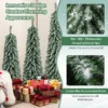 Set van 3 kunstkerstbomen 120+150+180 cm potloodvormige kerstbomen nepsneeuw 216+302+505 takken 100+120+180 led lampjes 7