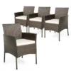 Set van 4 buiten rotan tuinstoelen eetkamerstoelen met zachte kussens terrasstoelen met stevig metalen frame belastbaar tot 180 kg 1