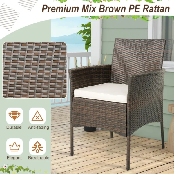 Set van 4 buiten rotan tuinstoelen eetkamerstoelen met zachte kussens terrasstoelen met stevig metalen frame belastbaar tot 180 kg 3