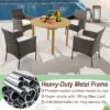 Set van 4 buiten rotan tuinstoelen eetkamerstoelen met zachte kussens terrasstoelen met stevig metalen frame belastbaar tot 180 kg 4