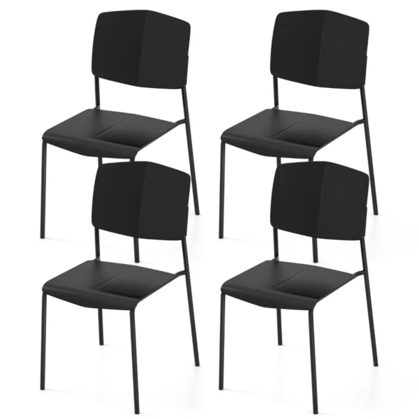 Set van 4 eetkamerstoelen bijzetstoelen zonder armleuningen ergonomische rugleuning en brede zitting stapelbaar capaciteit 160 kg zwart 1