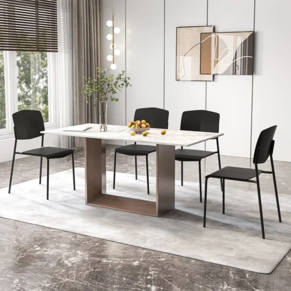 Set van 4 eetkamerstoelen bijzetstoelen zonder armleuningen ergonomische rugleuning en brede zitting stapelbaar capaciteit 160 kg zwart 7