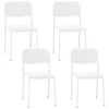 Set van 4 eetkamerstoelen stapelstoelen schuine rugleuning metalen poten zonder armleuningen voor binnen/buiten wit 1