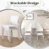 Set van 4 eetkamerstoelen stapelstoelen schuine rugleuning metalen poten zonder armleuningen voor binnen/buiten wit 4