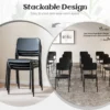 Set van 4 eetkamerstoelen stapelstoelen schuine rugleuning metalen poten zonder armleuningen voor binnen/buiten zwart 4