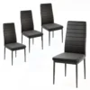 Set van 4 gestoffeerde eetkamerstoelen gestoffeerde rugleuning en zitting imitatieleer metalen poten moderne stoel zwart 1