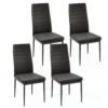 Set van 4 gestoffeerde eetkamerstoelen gestoffeerde rugleuning en zitting imitatieleer metalen poten moderne stoel zwart 2