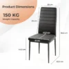 Set van 4 gestoffeerde eetkamerstoelen gestoffeerde rugleuning en zitting imitatieleer metalen poten moderne stoel zwart 3