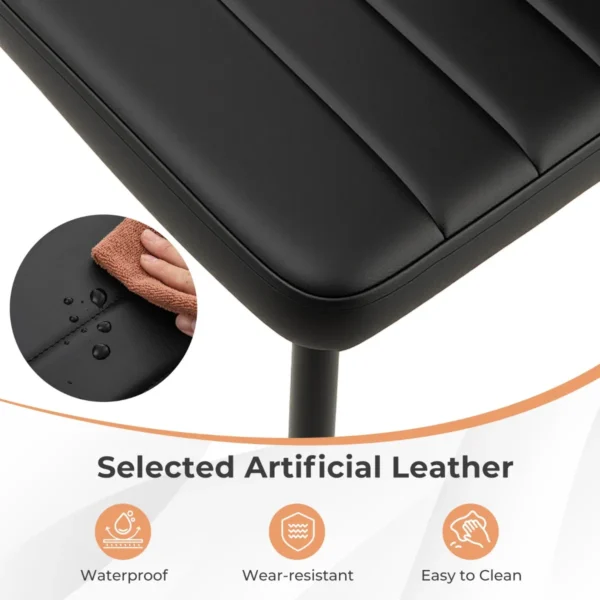 Set van 4 gestoffeerde eetkamerstoelen gestoffeerde rugleuning en zitting imitatieleer metalen poten moderne stoel zwart 4