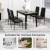 Set van 4 gestoffeerde eetkamerstoelen gestoffeerde rugleuning en zitting imitatieleer metalen poten moderne stoel zwart 6